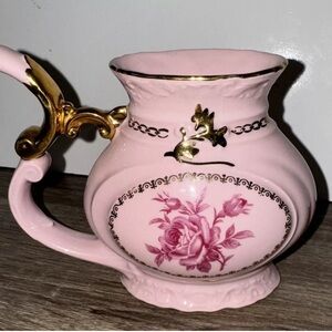 Vintage Czech Republic Florid Porcelain Cup Teapot Spout In Handle Decoration